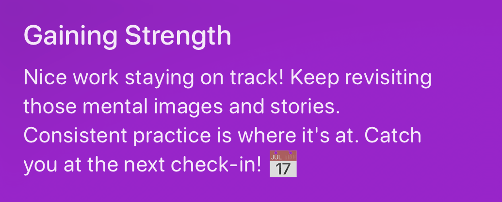 AI Coaching guidance and progress overview